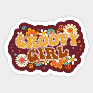 Groovy Girl Floral Design Sticker